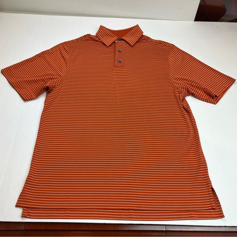 FootJoy FJ Mens Size Medium Orange Stripe Short Sleeve Golf‎ Preppy Athleisure